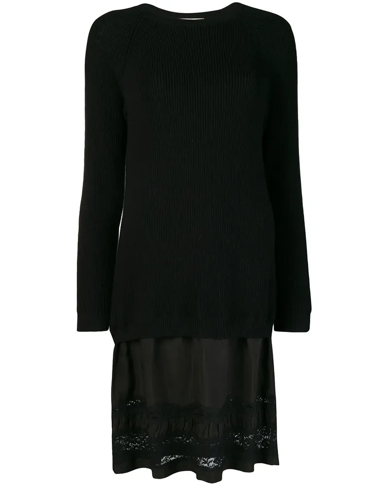 Moschino Pulloverkleid mit Spitzeneinsatz - Schwarz Schwarz