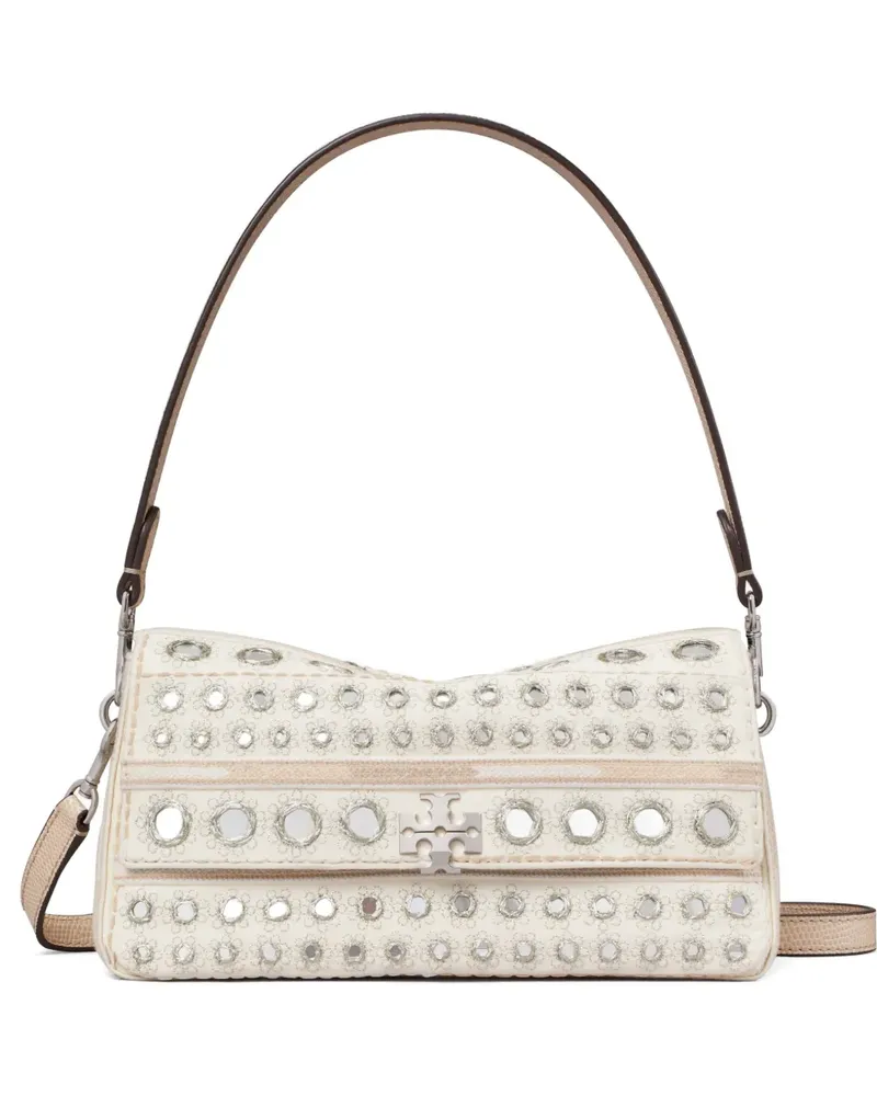 Tory Burch small Charlie embellished shoulder bag - Nude Nude