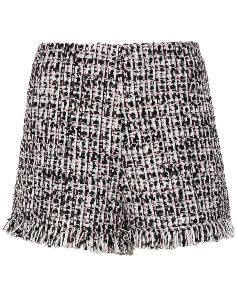 Self-Portrait Tweed-Shorts mit Fransen - Schwarz Schwarz