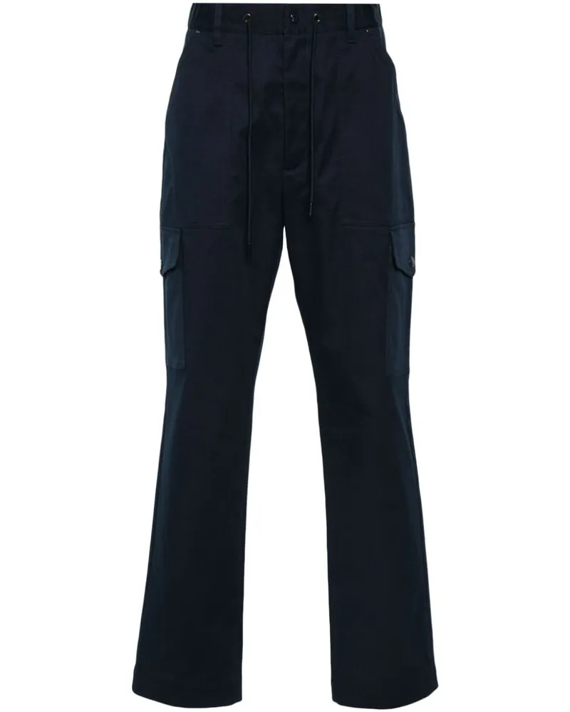 Moncler Gerade Hose mit Logo-Patch - Blau Blau