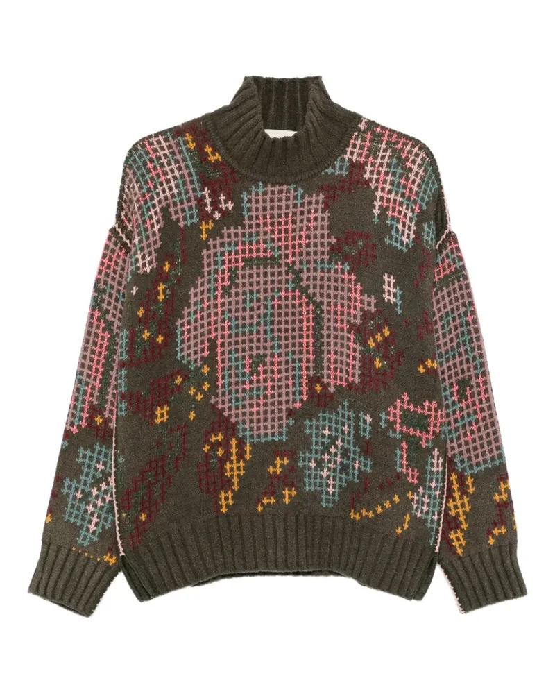 Cecilia Prado Lilian Intarsien-Pullover mit Stehkragen - Grün Grün