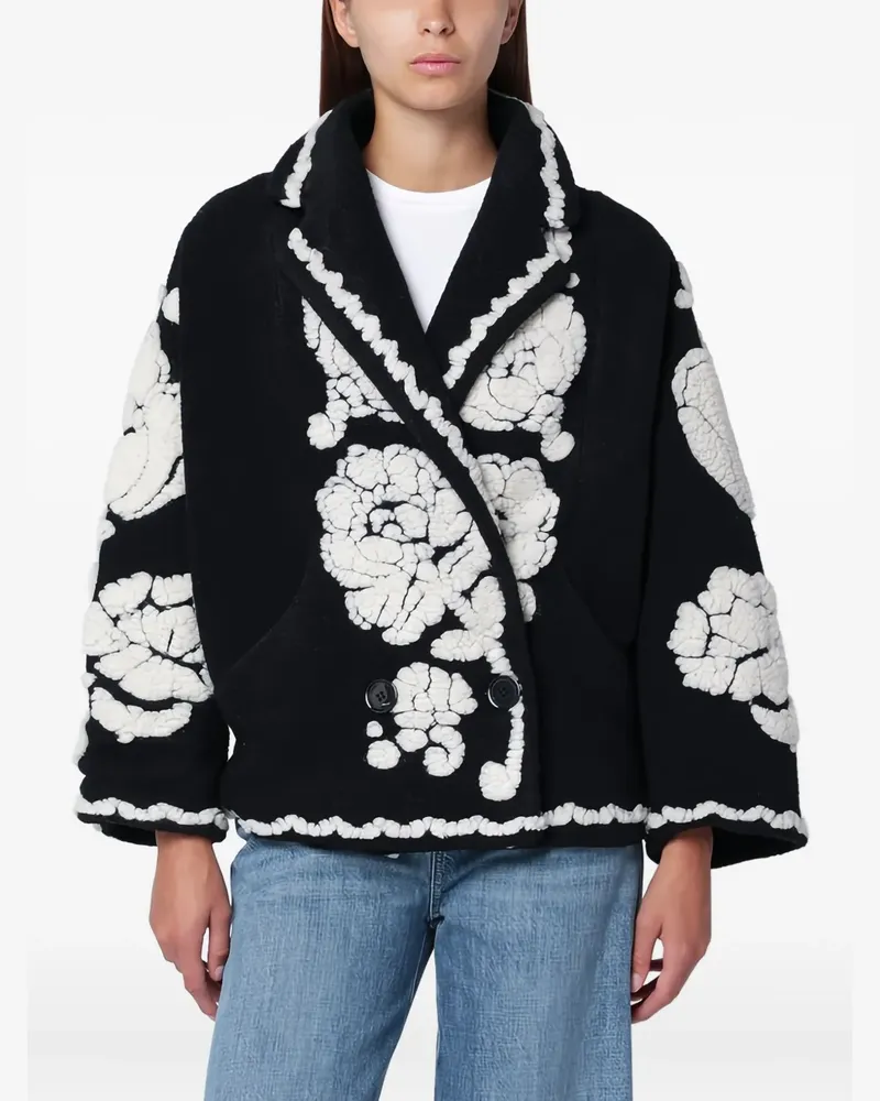 FARM Rio Einreihige Jacke mit Blumen-Arabesque - Schwarz Schwarz