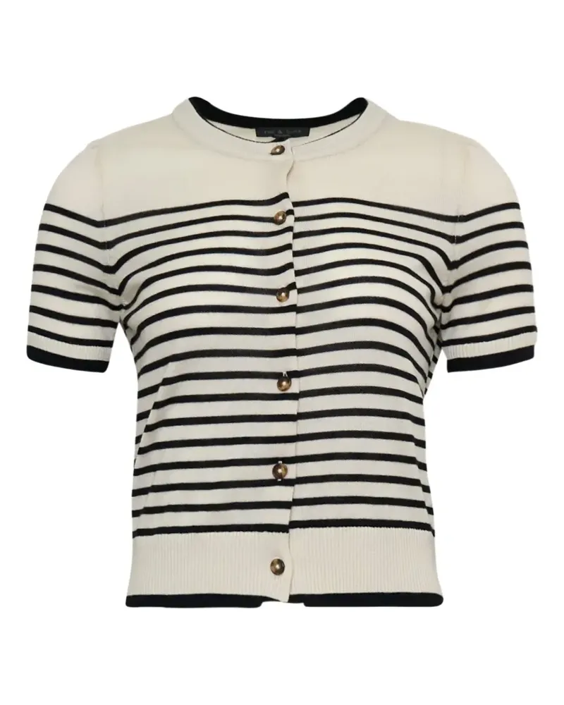 Rag & Bone Anne striped short-sleeve cardigan - Weiß Weiß