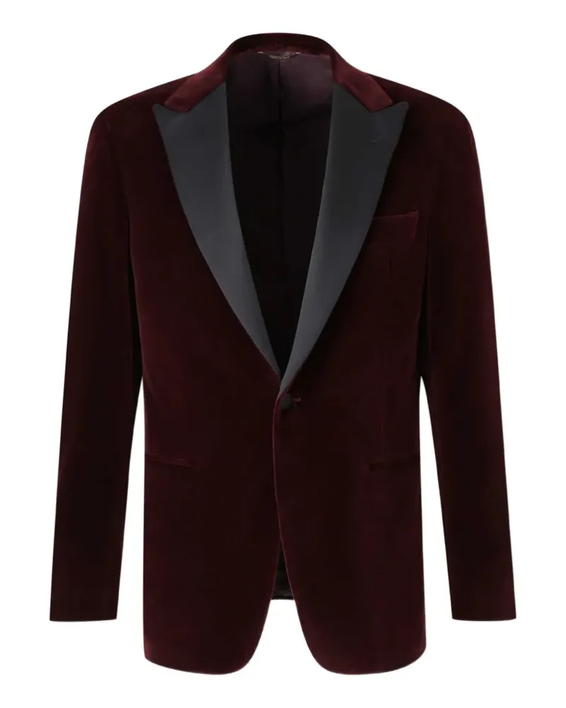 Canali Einreihiger Blazer aus Samt mit steigendem Revers - Rot Rot