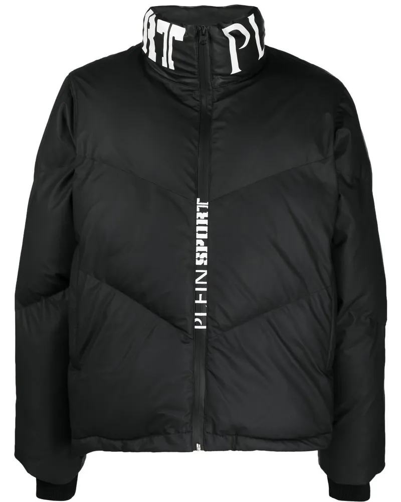 Philipp Plein Gefütterte Jacke mit Logo-Print Schwarz