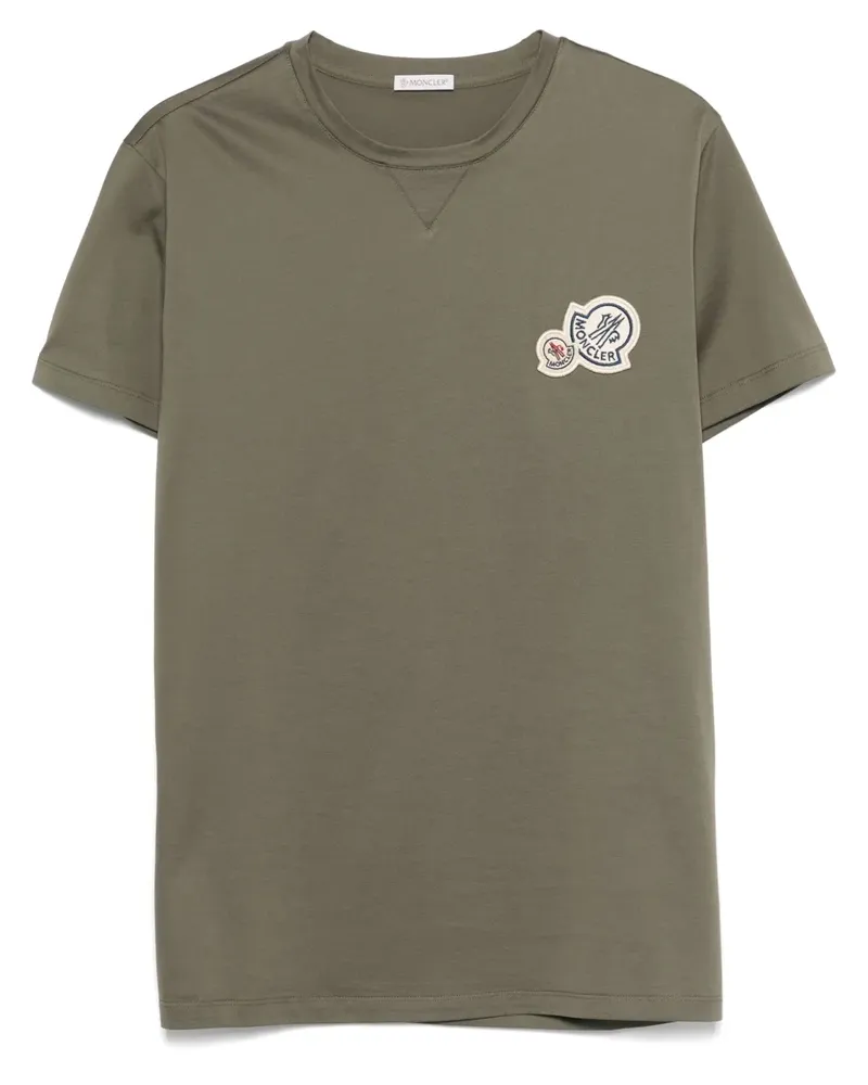 Moncler T-Shirt mit doppeltem Logo-Patch - Grün Grün