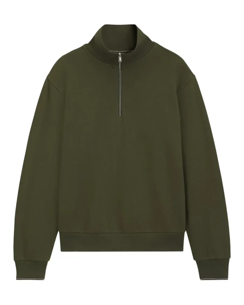 HUGO BOSS Gerippter Pullover mit Viertelreißverschluss - Grün Grün