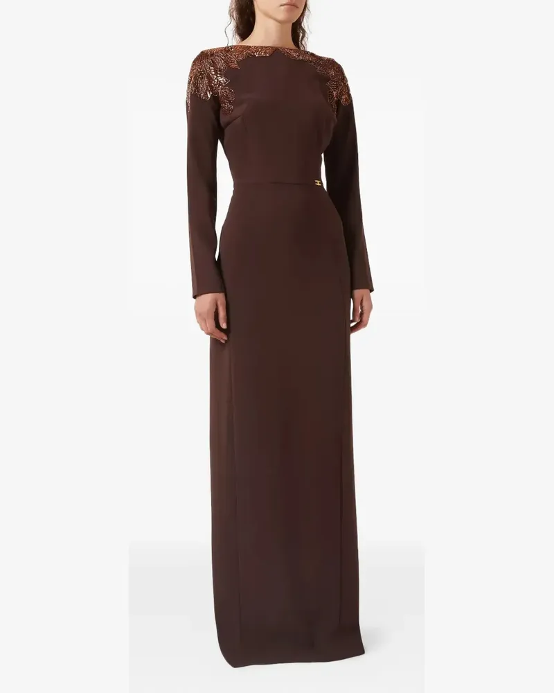 Elisabetta Franchi Maxikleid mit Pailletten - Braun Braun