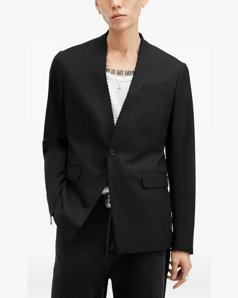 AllSaints Einreihiger Blazer mit ausgefransten Kanten - Schwarz Schwarz