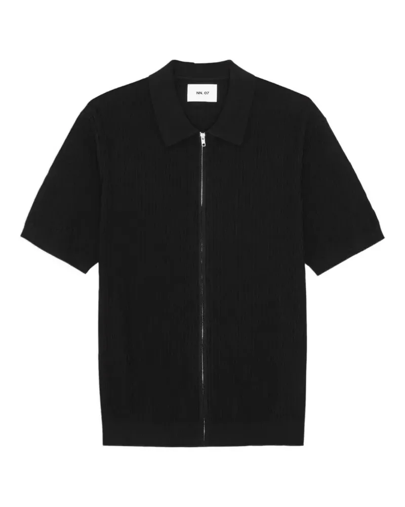 NN 07 Gustav T-Shirt mit Reißverschluss - Schwarz Schwarz