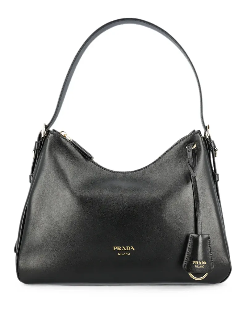 Prada medium Aimée logo-lettering leather shoulder bag - Schwarz Schwarz
