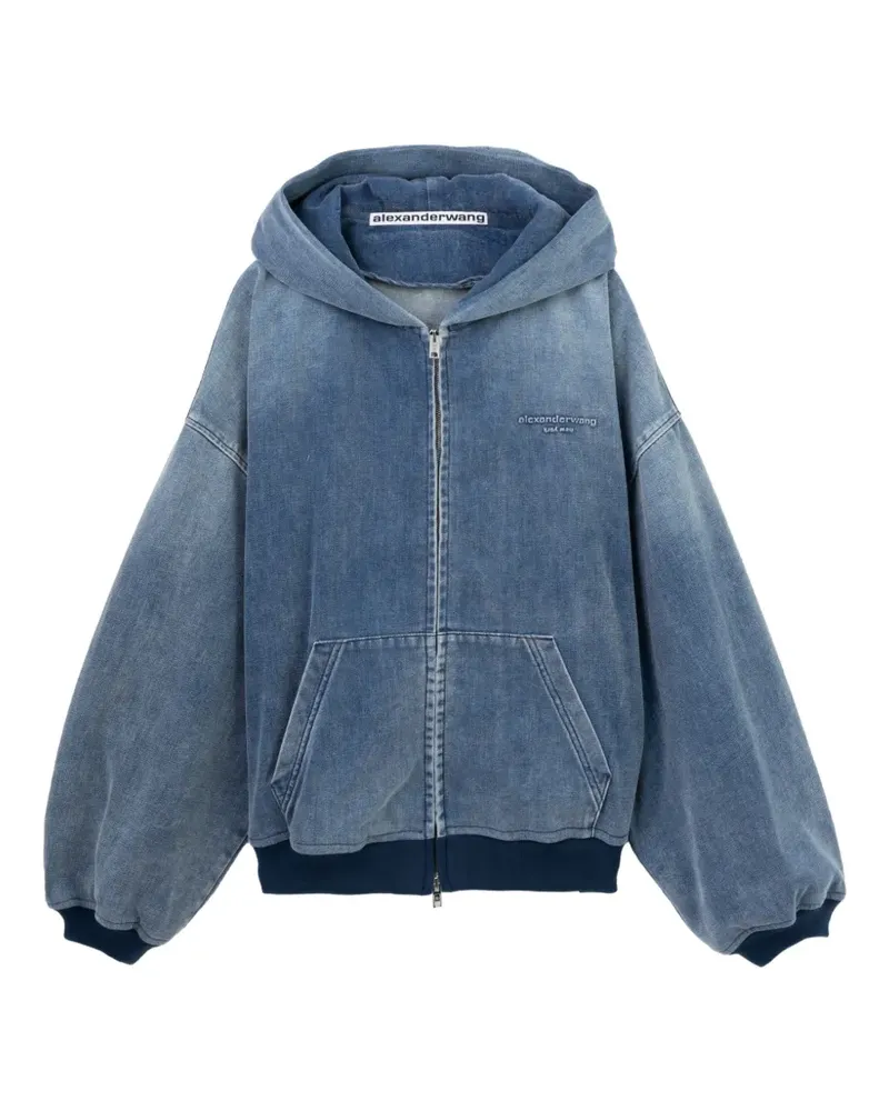 Alexander Wang Hoodie aus gebürstetem Denim - Blau Blau