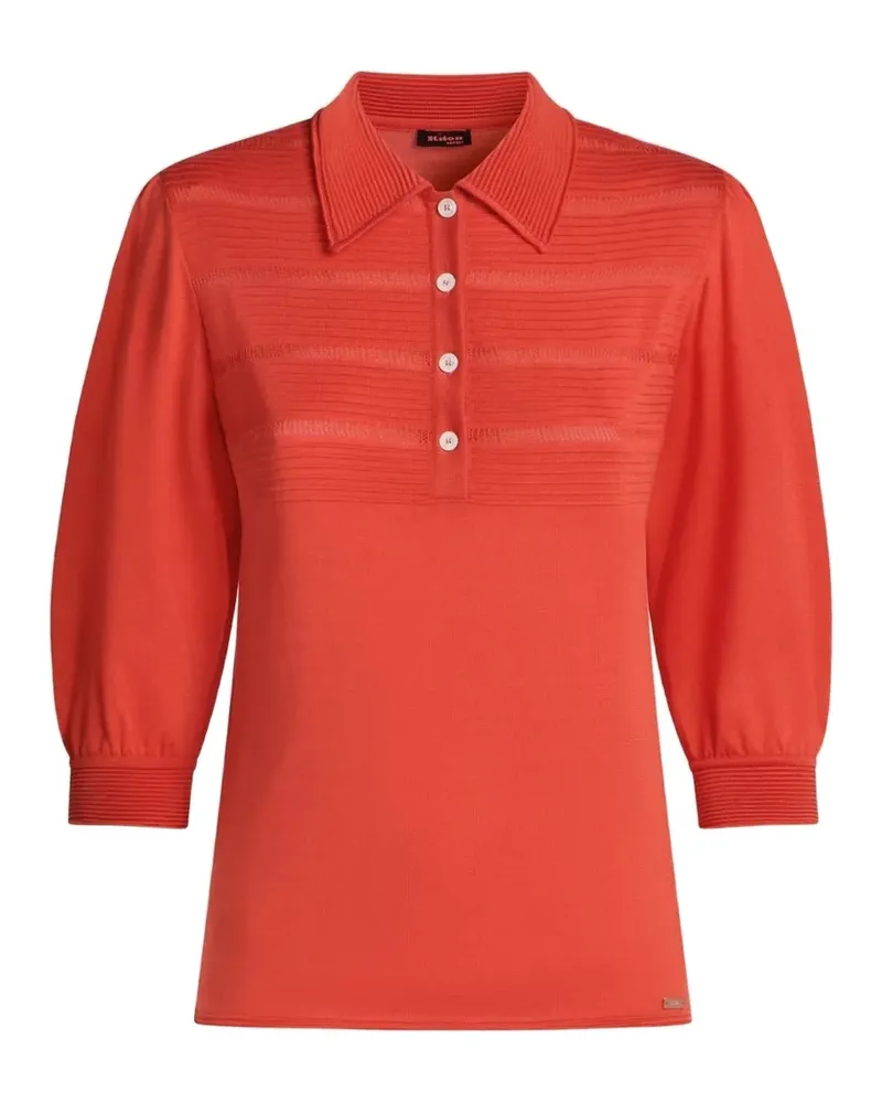 Kiton Poloshirt mit Lochstrickmuster aus Seide - Orange Orange