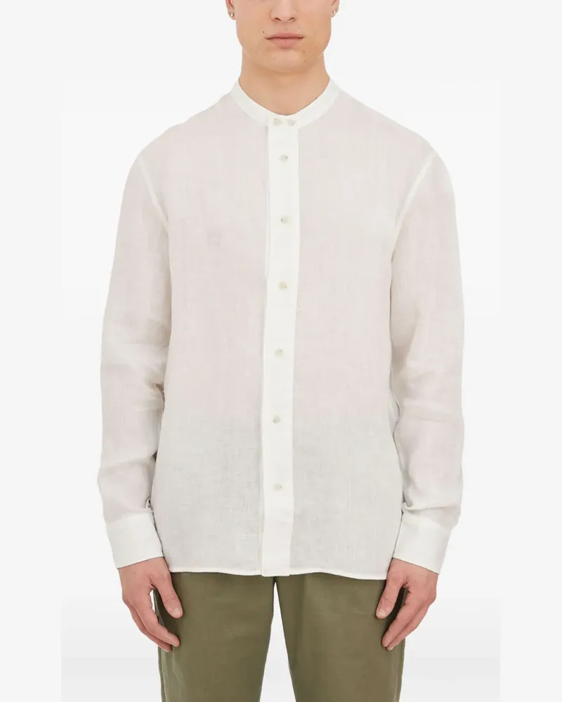 Paolo Pecora Milano band-collar linen shirt - Weiß Weiß
