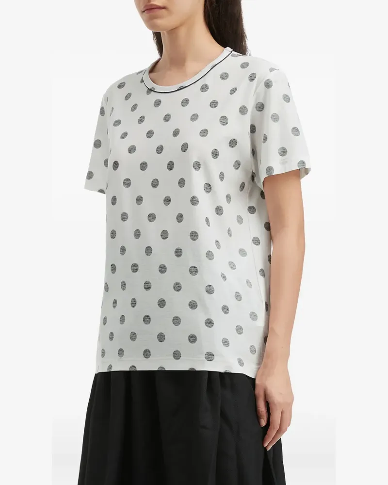 Yohji Yamamoto polka dot-pattern T-shirt - Weiß Weiß