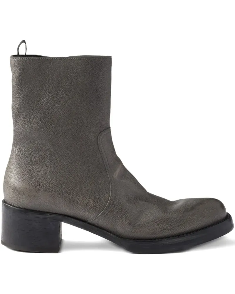 Prada Bikerstiefel aus Leder - Grau Grau