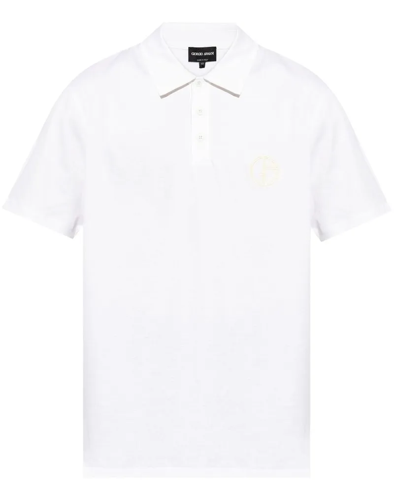 Giorgio Armani logo-embroidered polo shirt - Weiß Weiß