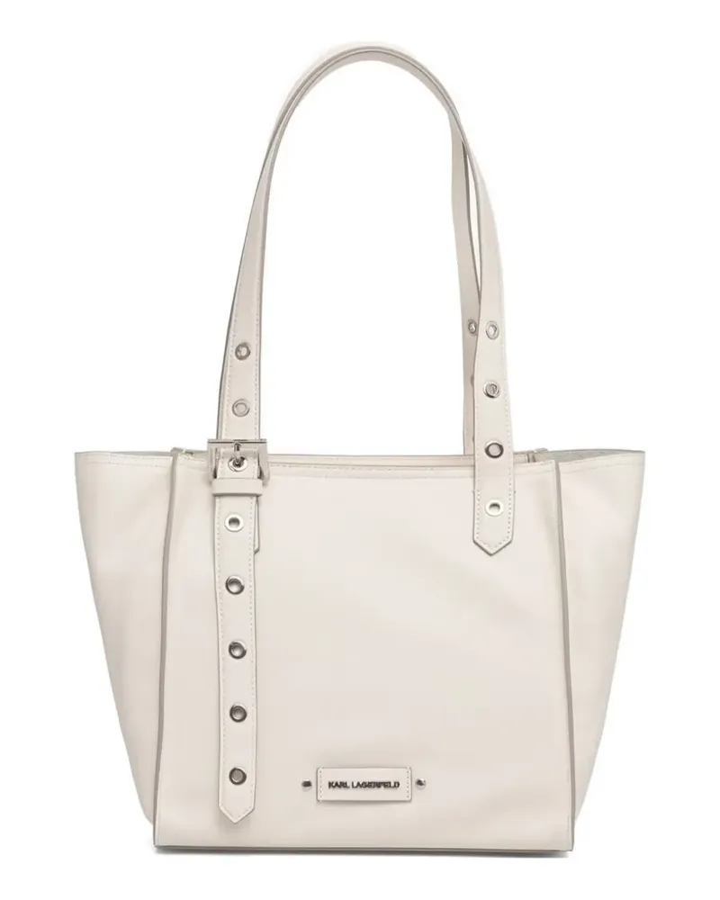 Karl Lagerfeld eyelet-embellished buckle-strap tote bag - Nude Nude