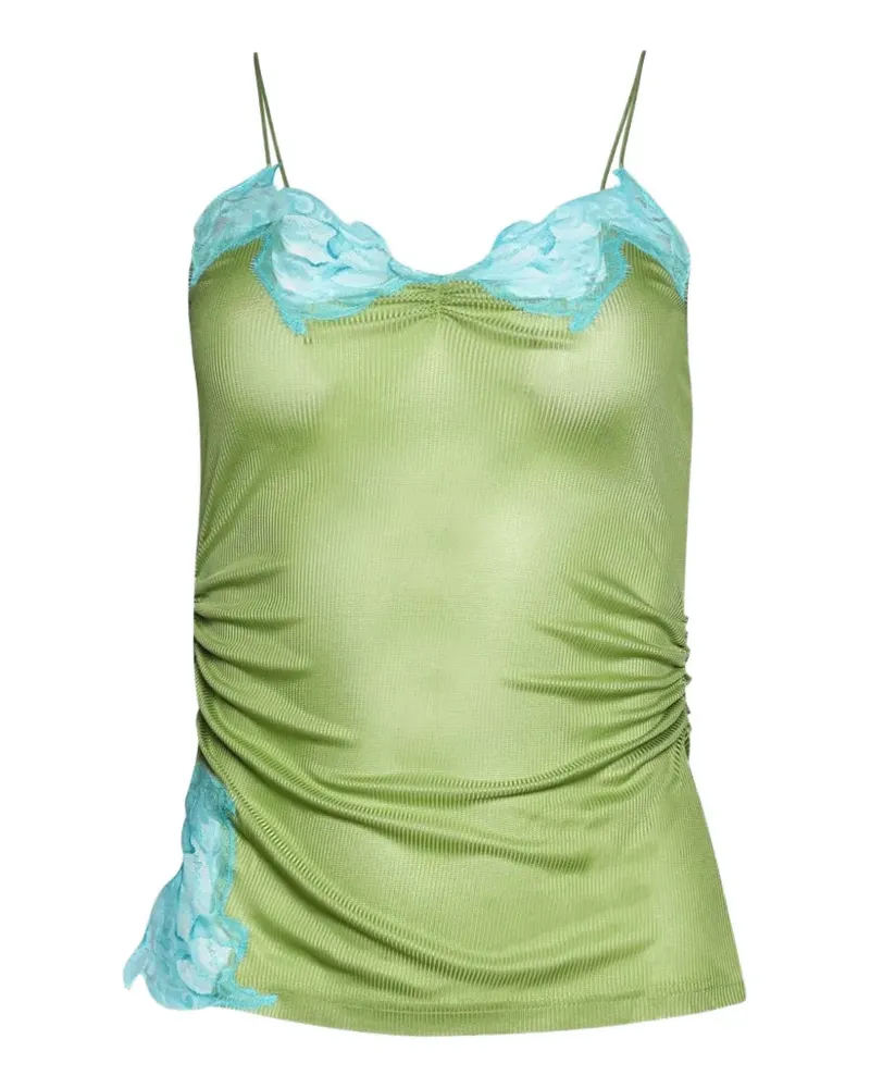 Christopher Esber lace-detail ribbed tank top - Grün Grün