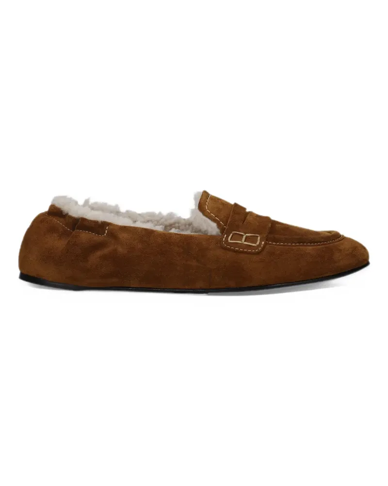 Premiata Pocket Loafer aus Veloursleder in Vintage-Optik und Lammfell - Braun Braun
