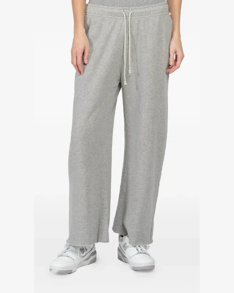 Velvet drawstring frayed track pants - Grau Grau