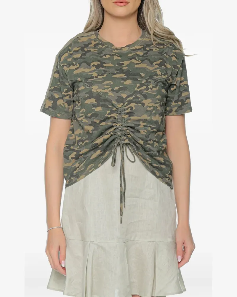 ksubi ruched camouflage-print T-shirt - Braun Braun