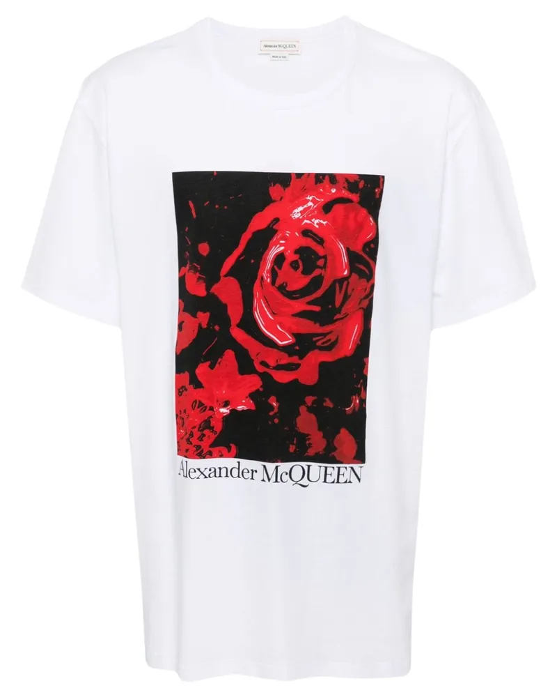 Alexander McQueen T-Shirt mit grafischem Print Weiß