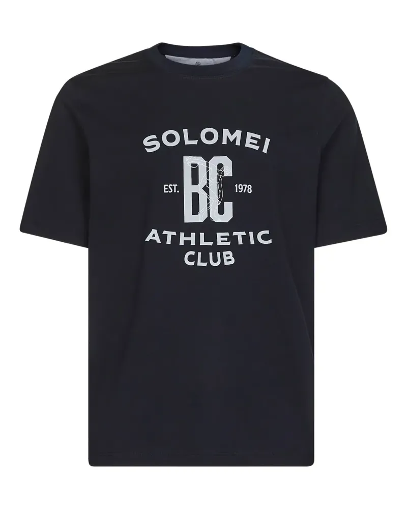 Brunello Cucinelli Geripptes T-Shirt mit Rundhalsausschnitt - C4425 BLUE NAVY C4425