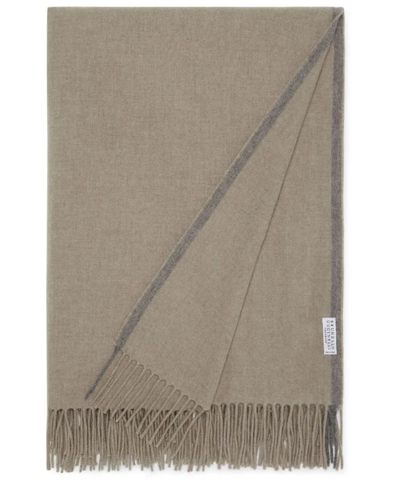Brunello Cucinelli Kaschmirdecke mit Fransensaum - Braun Braun