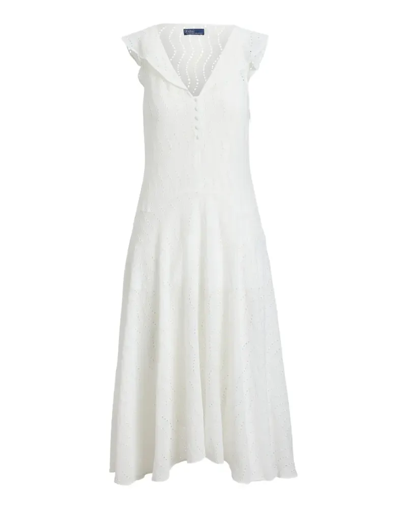 Ralph Lauren Lynton ruffled V-neck midi dress - Weiß Weiß