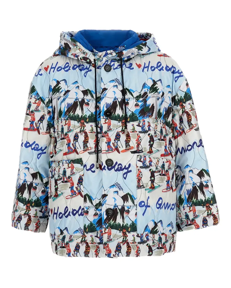 Alessandro Enriquez Kapuzenjacke mit Print - Weiß Weiß