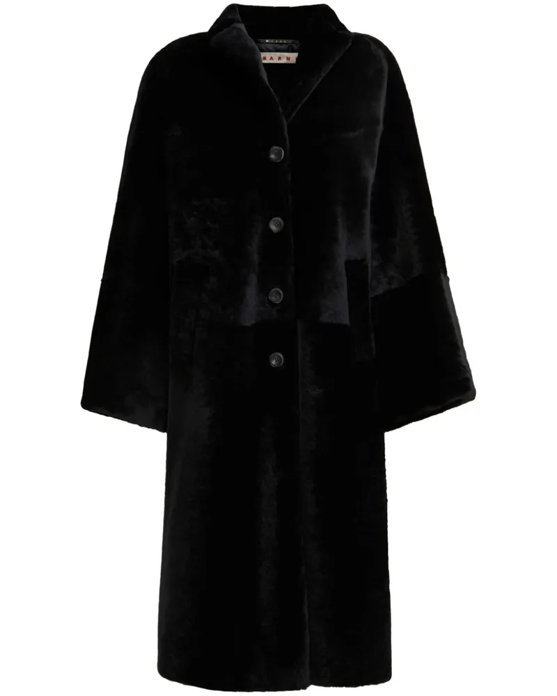 Marni Einreihiger Mantel aus Faux Fur - Schwarz Schwarz