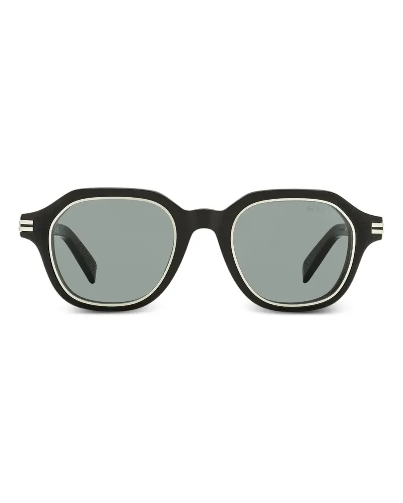 Ermenegildo Zegna Sonnenbrille mit geometrischem Gestell - Schwarz Schwarz