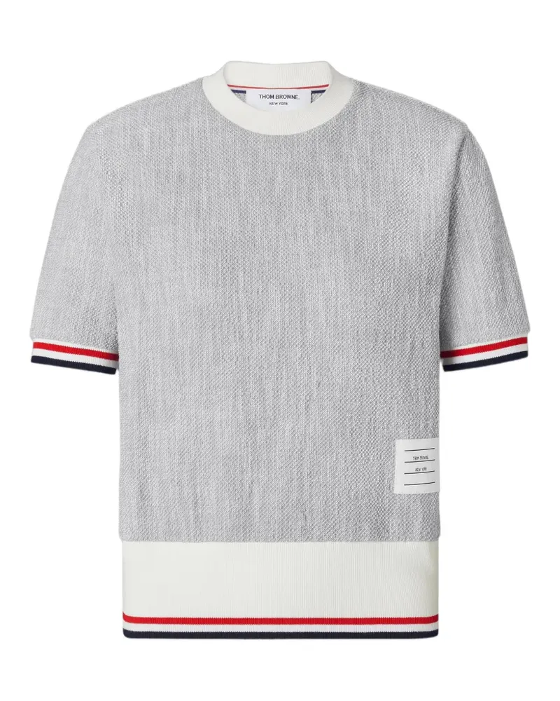 Thom Browne T-Shirt mit RWB-Streifen - Grau Grau