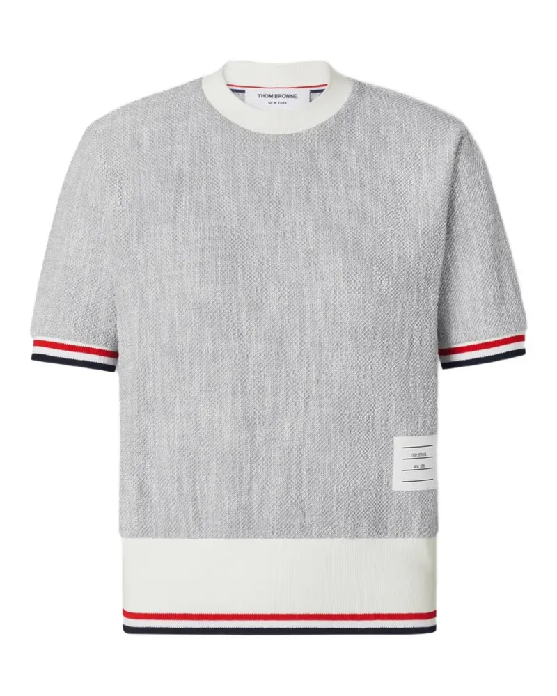 Thom Browne cotton-tweed RWB-stripe T-shirt - Grau Grau