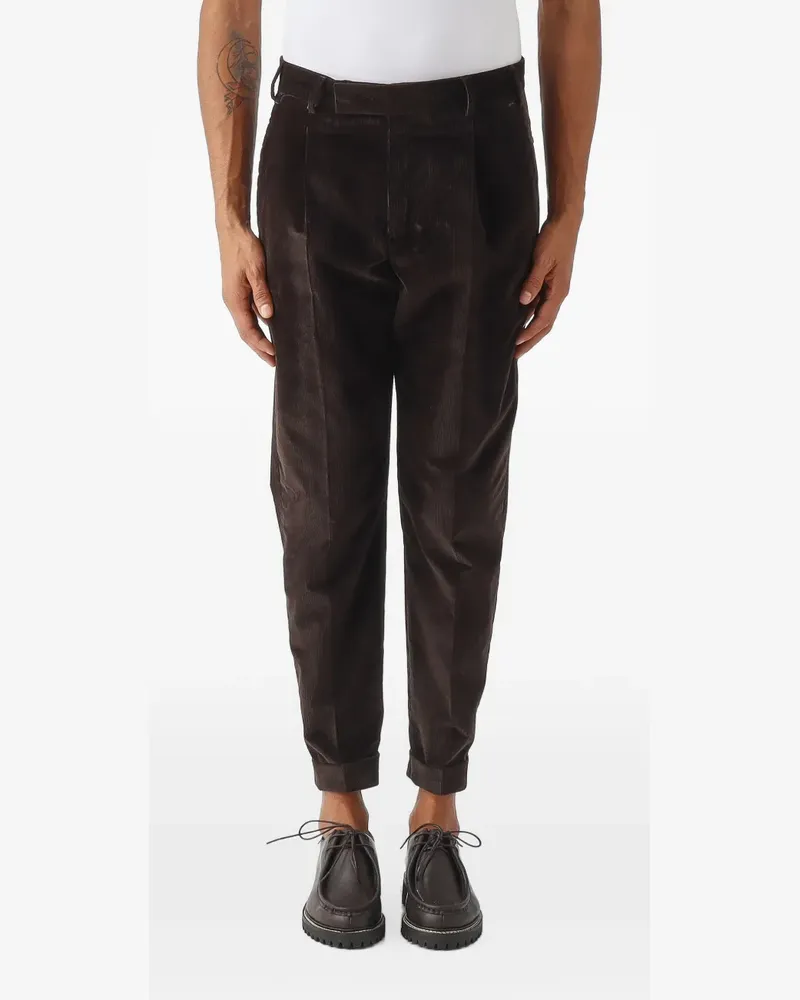 PT TORINO Rebel pleated corduroy trousers - Braun Braun