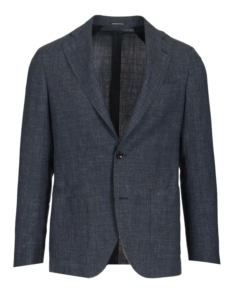 Al Duca D’Aosta 1902 melange-effect notched-lapel blazer - Blau Blau