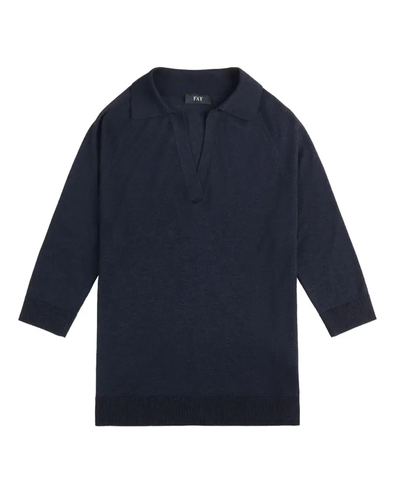 Fay three-quarter sleeve polo sweater - Blau Blau