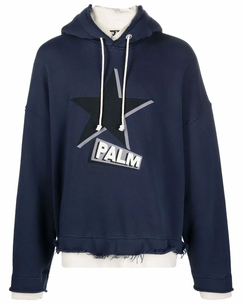 Palm Angels Rockstar Hoodie in Layering-Optik - Blau Blau