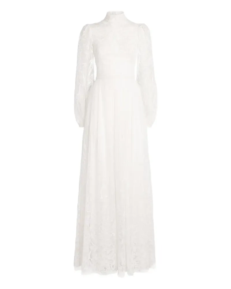 Zuhair Murad lace-pattern A-line gown - Weiß Weiß