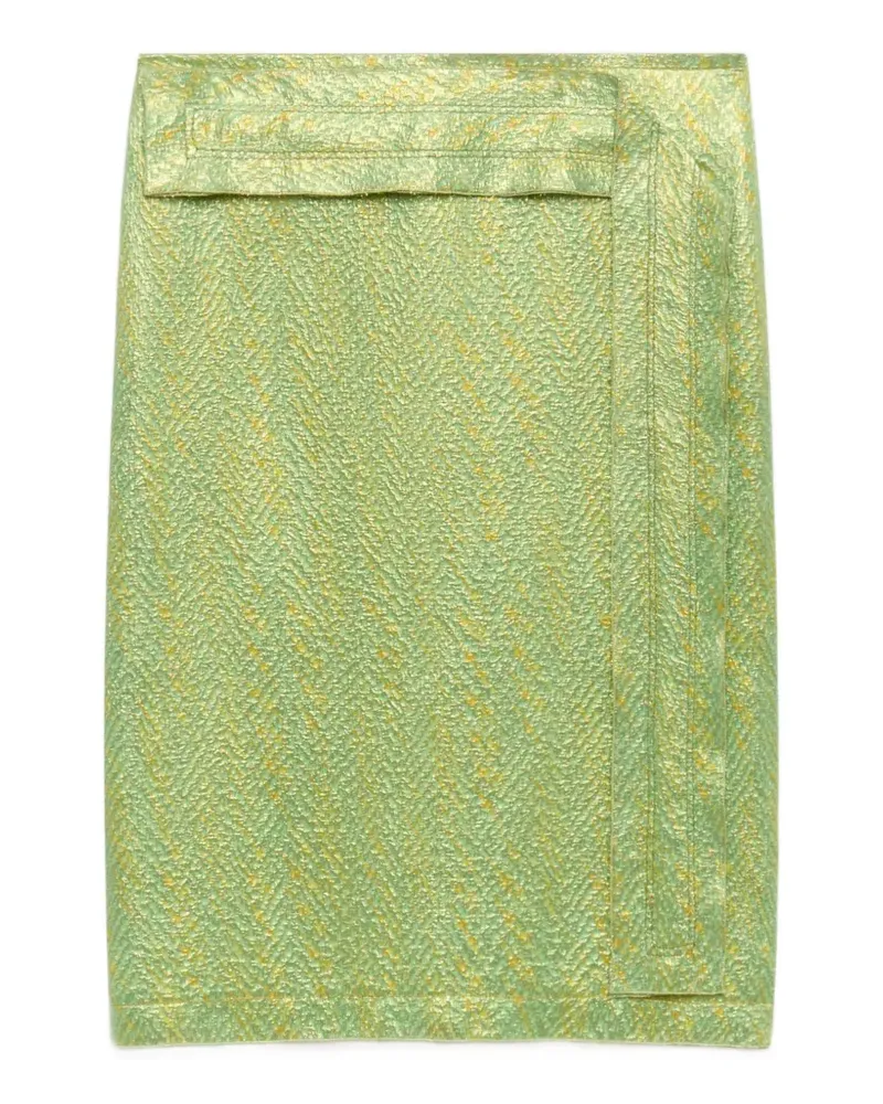 Marni green silk cloqué midi skirt with panel detail - Grün Grün