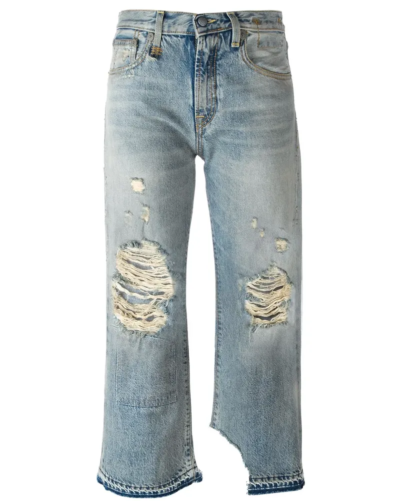 R13 Gerade Jeans in Distressed-Optik - Blau Blau