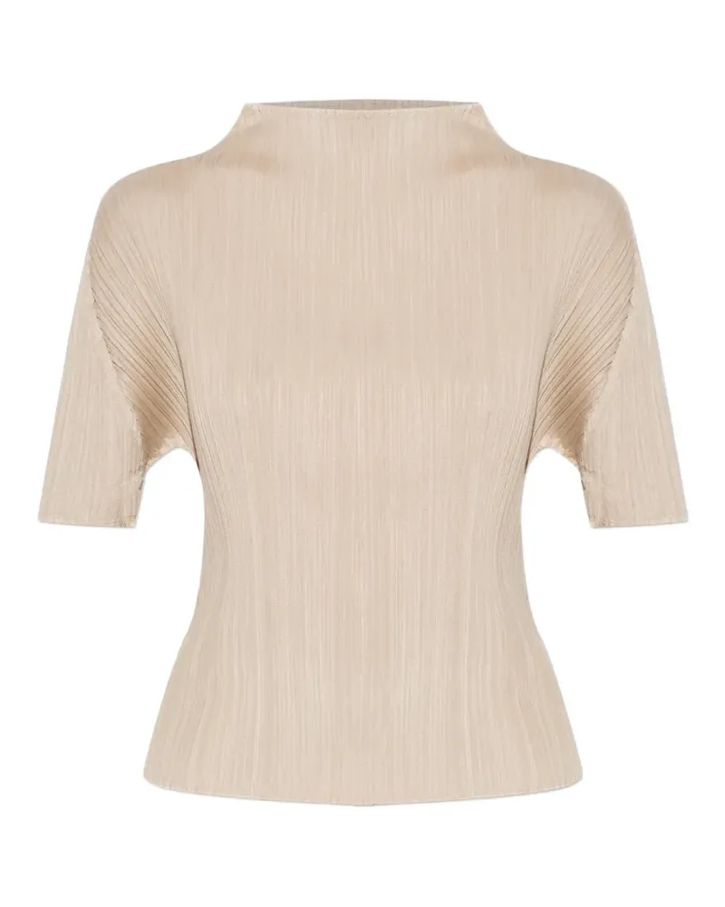 Issey Miyake May pleated short-sleeve blouse - Nude Nude