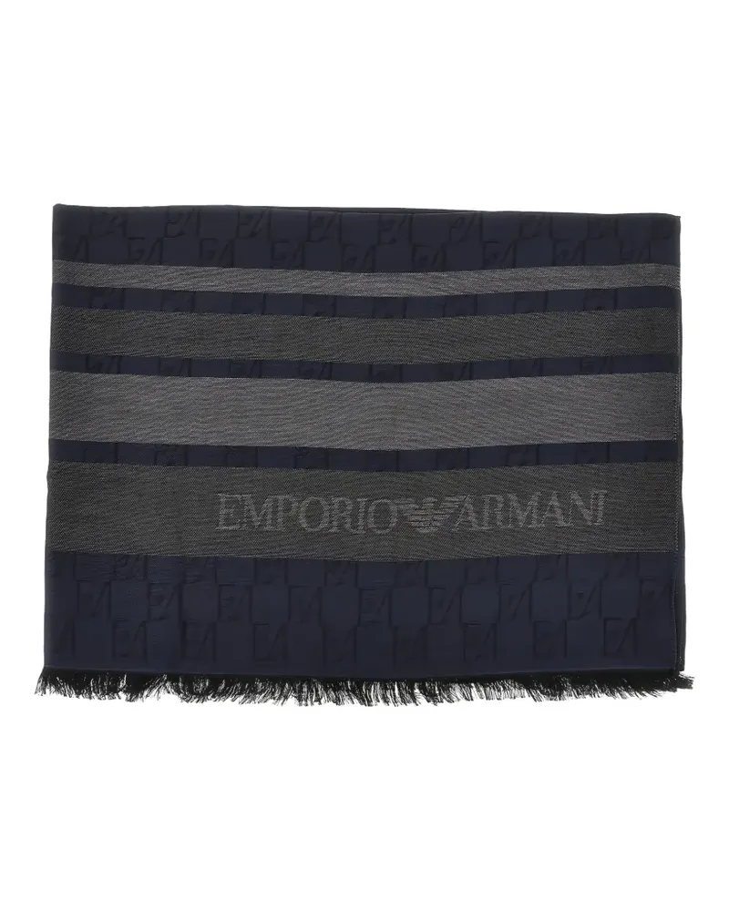 Emporio Armani logo-jacquard striped scarf - Blau Blau