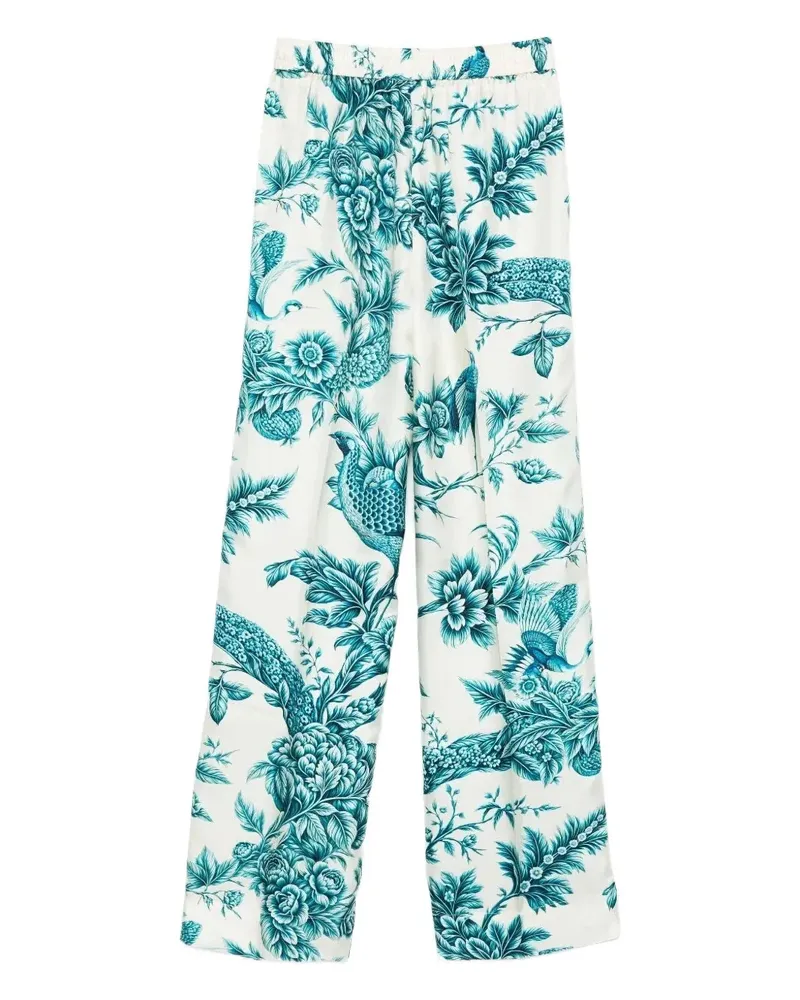 For Restless Sleepers Gerade Hose mit Vogel-Print - Weiß Weiß