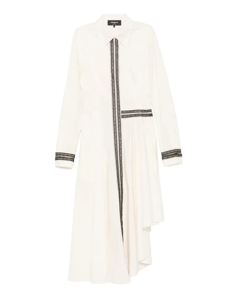 Rochas lace-trim asymmetric shirt midi dress - Nude Nude