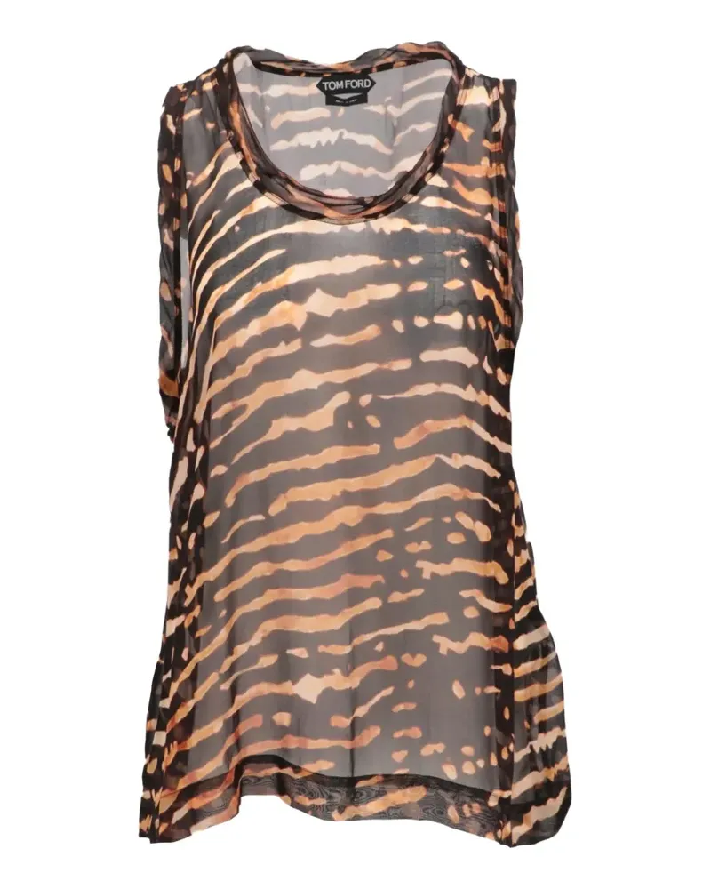 Tom Ford Trägershirt mit Tiger-Print - Braun Braun