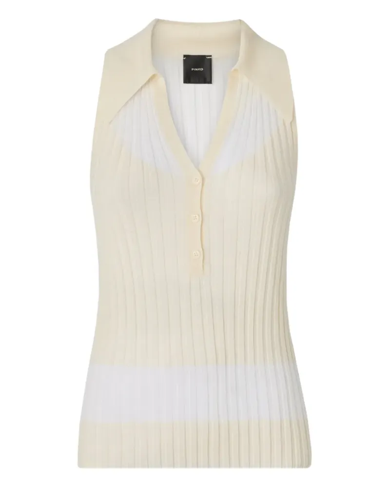 Pinko ribbed polo top - Nude Nude