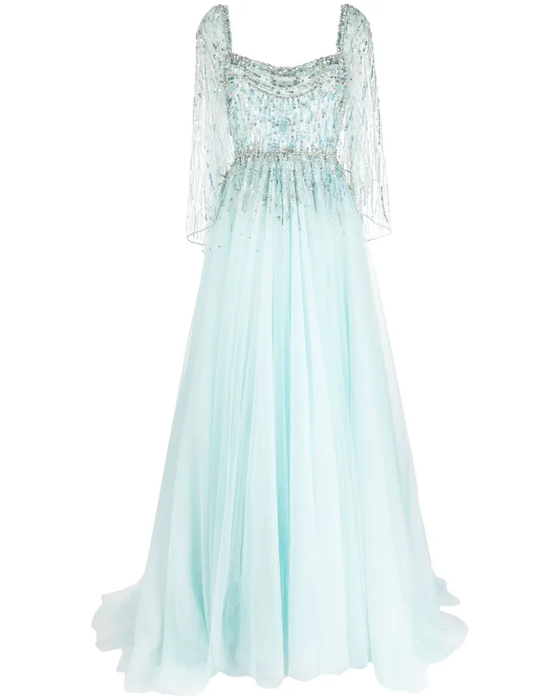 Jenny Packham Bunny Blooms Abendkleid mit Pailletten Blau