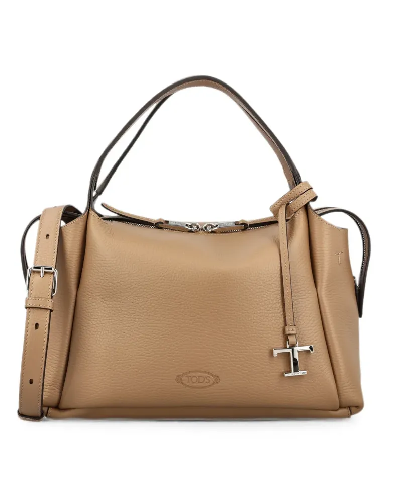 TOD'S T Timeless pebbled leather tote bag - Nude Nude